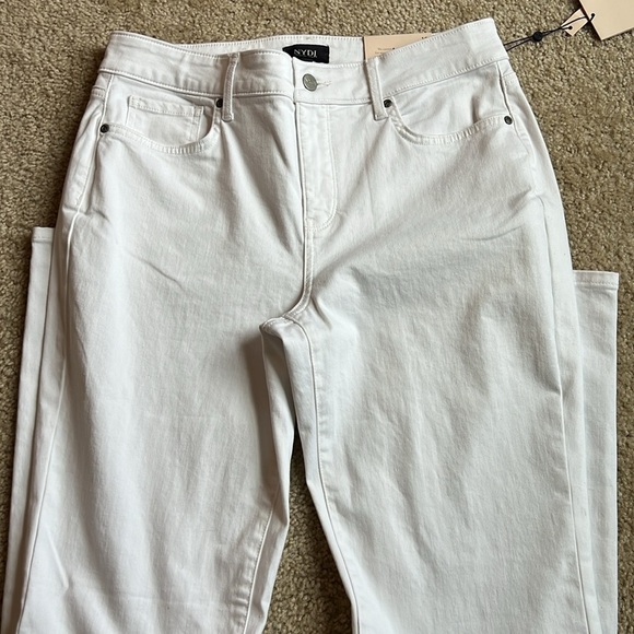 NYDJ Marilyn Straight denim jean pants white size 10 stretchy - Picture 4 of 8